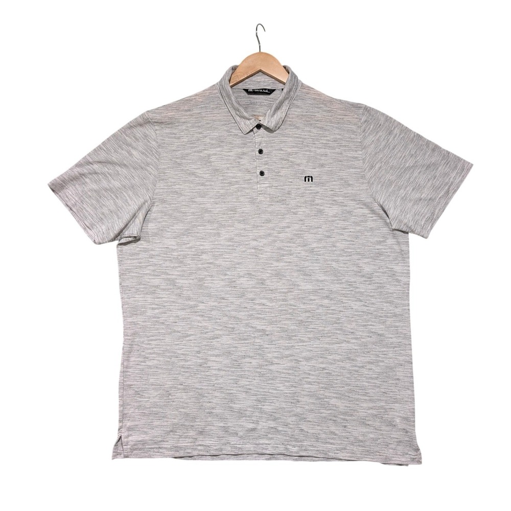 TravisMathew Mens XXL Gray Space Dye Short Sleeve Golf Polo Shirt Heathered
